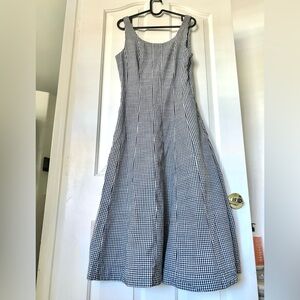 NWOT a new day Black & White Gingham Long A-Line Dress With Pockets.